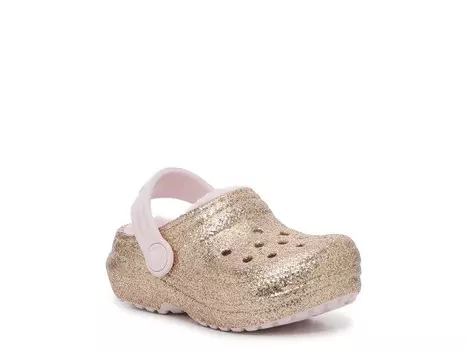 Сабо Crocs Classic Lined Glitter, золотистый