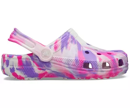Сабо детские Crocs Classic Glow-in-the-Dark Marbled, розовый/белый