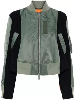 Sacai бомбер со вставками, зеленый