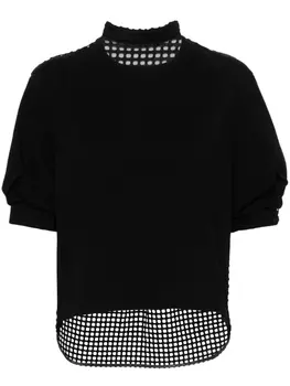 sacai футболка со вставками, черный