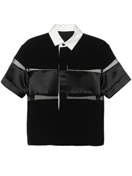 sacai футболка со вставками, черный