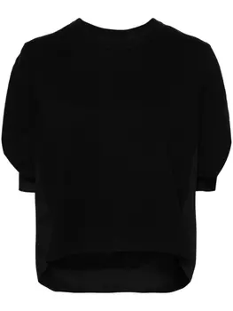 sacai футболка со вставками, черный