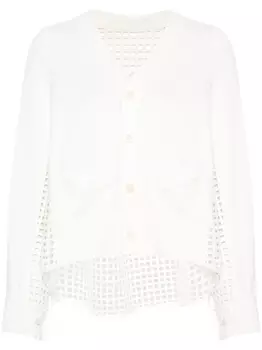sacai кардиган со вставками, белый