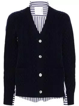 Sacai кардиган в полоску, синий
