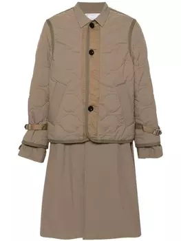 Sacai многослойное пальто, зеленый