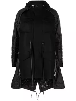 sacai парка на молнии, черный