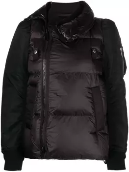 sacai пуховик на молнии, черный