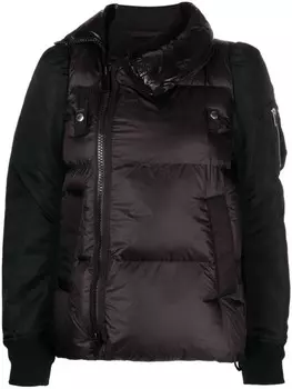 Sacai пуховик на молнии, черный