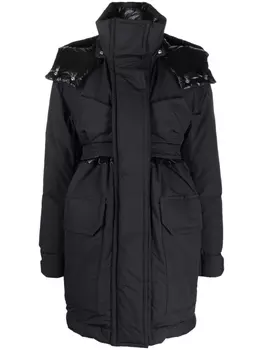sacai пуховик с капюшоном, черный
