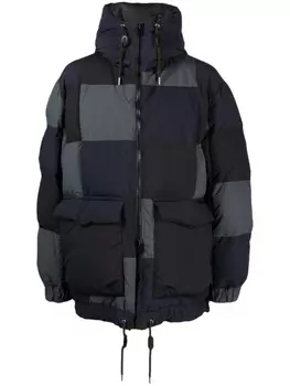 sacai пуховик с капюшоном, синий