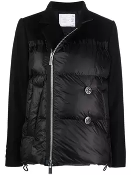 sacai пуховик со вставками, черный