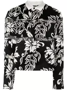 sacai рубашка с цветочным принтом, черный