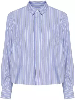 sacai рубашка с полосатыми вставками, синий
