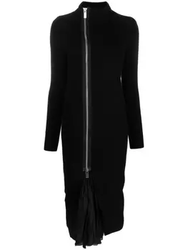 sacai шерстяное платье миди на молнии, черный