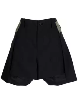sacai шорты со вставками, синий