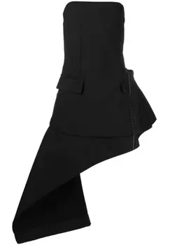 sacai strapless asymmetric minidress, черный