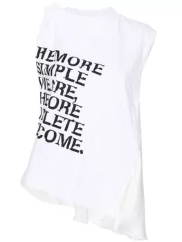 sacai топ с надписью, белый