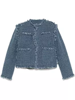 Sacai твидовый жакет со вставками, синий