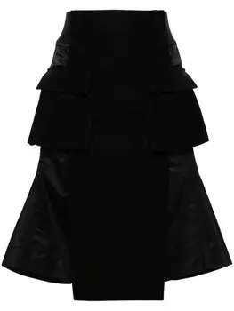 Sacai юбка миди со вставками, черный