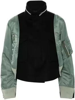 Sacai укороченная куртка со вставками, синий