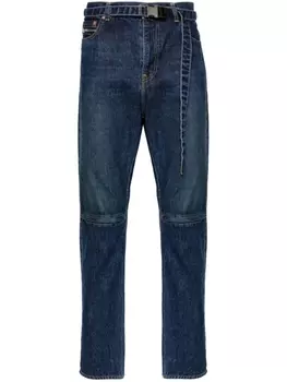 sacai зауженные джинсы с поясом, синий