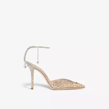 Saeda 100 атласные туфли на каблуке, украшенные кристаллами Jimmy Choo, желтый