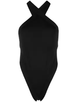 Saint Laurent боди с вырезом халтер, черный