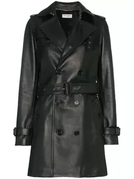 Saint Laurent двубортный тренч, черный