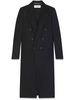 Saint Laurent двубортный тренч, черный
