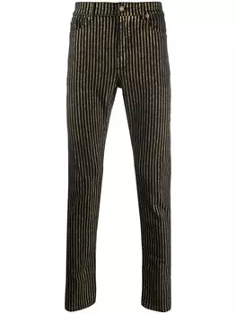 Saint Laurent джинсы в полоску с эффектом металлик, черный