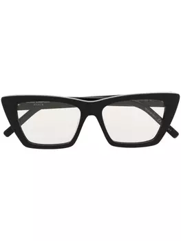 Saint Laurent Eyewear солнцезащитные очки в оправе 'кошачий глаз' с логотипом, черный
