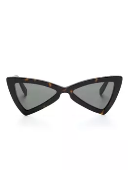 Saint Laurent Eyewear солнцезащитные очки в треугольной оправе черепахового цвета, коричневый