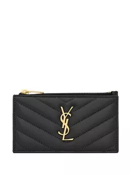 Saint Laurent картхолдер на молнии, черный