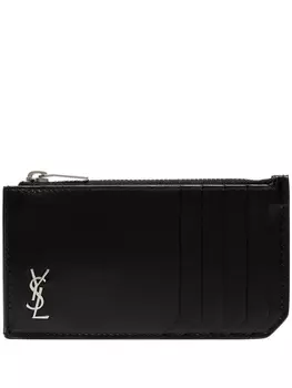 Saint Laurent картхолдер на молнии с монограммой, черный