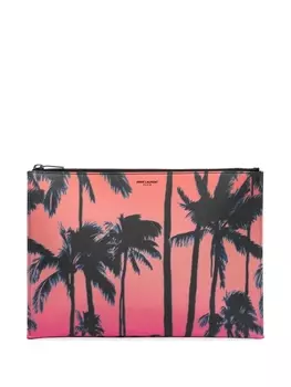 Saint Laurent клатч Pink Palm Tree с принтом, розовый