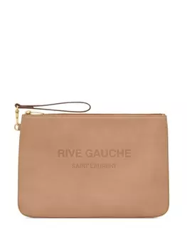 Saint Laurent клатч Rive Gauche на молнии, коричневый