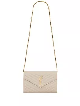 Saint Laurent кошелек Cassandre Envelope с цепочкой, нейтральный цвет