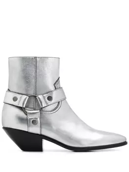 Saint Laurent ковбойские ботинки West Harness, серебристый