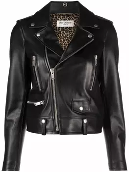 Saint Laurent кожаная байкерская куртка, черный
