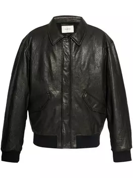 Saint Laurent кожаная куртка-бомбер, черный
