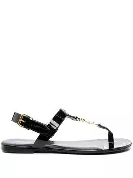 Saint Laurent лакированные сандалии Cassandre, черный