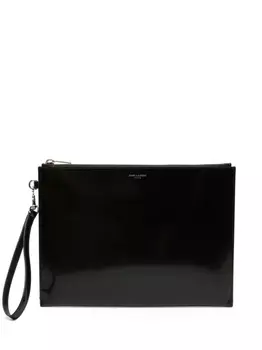 Saint Laurent лакированный клатч, черный