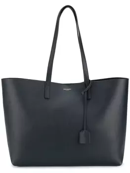 Saint Laurent large leather shopping tote, синий