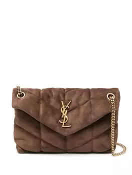 Saint Laurent маленькая сумка на плечо Loulou Puffer, коричневый