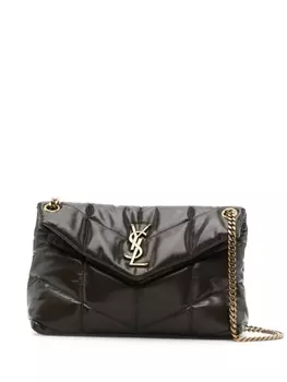 Saint Laurent маленькая сумка на плечо Puffer, коричневый