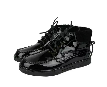 Saint Laurent Мужские лакированные высокие кеды, черный
