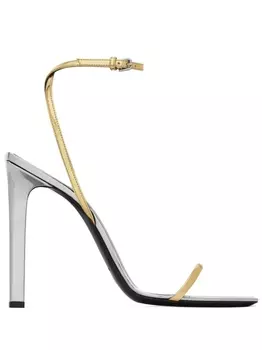 Saint Laurent Pam 120mm patent-leather sandals, золотистый