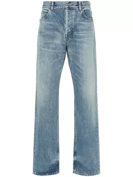 Saint Laurent прямые джинсы с эффектом потертости, синий