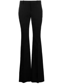 Saint Laurent расклешенные шерстяные брюки, черный