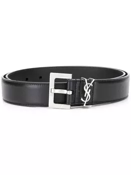 Saint Laurent ремень Cassandre с квадратной пряжкой, черный
